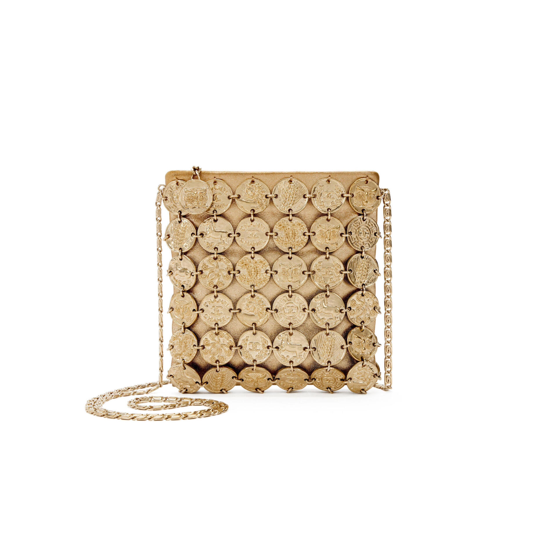 CHANE MASTER GOLD ARTEMIS METAL COIN EVENING BAG 219456 (17.5*17*1cm）